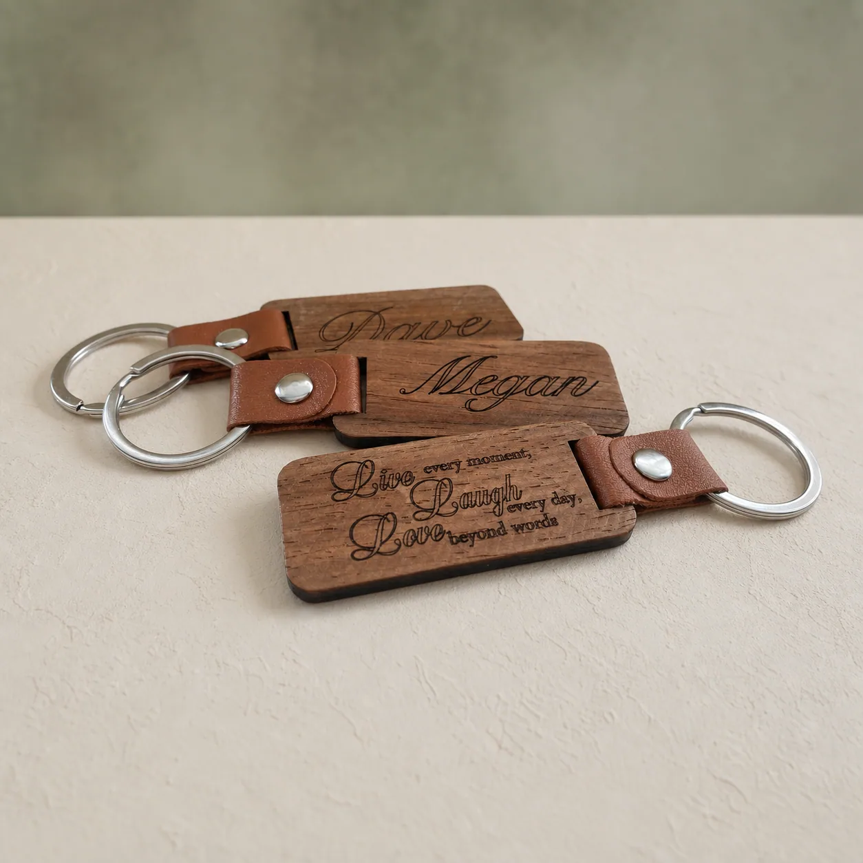 Personalised wooden keyrings
